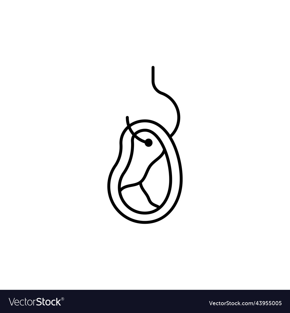 Hook line art icon design template