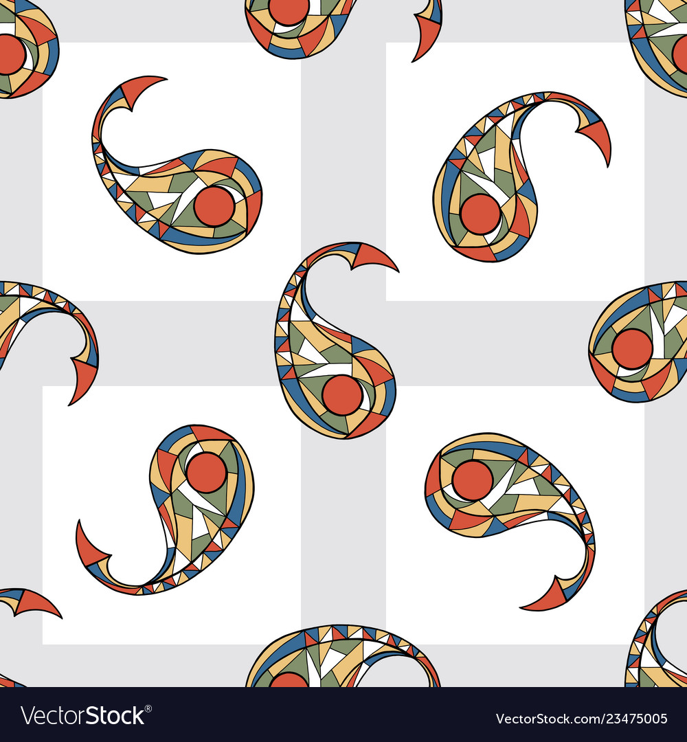 Paisley hand drawn seamless pattern