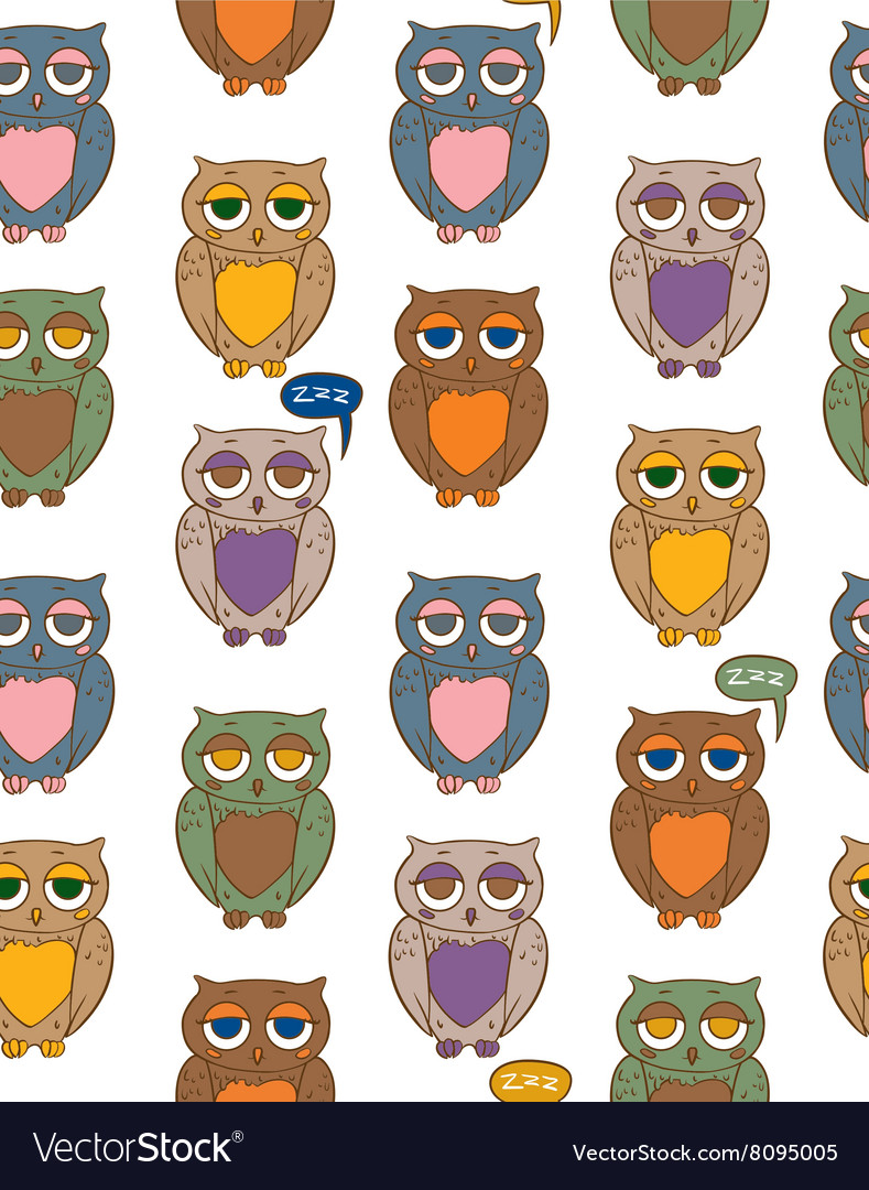 Seamless pattern with color owls