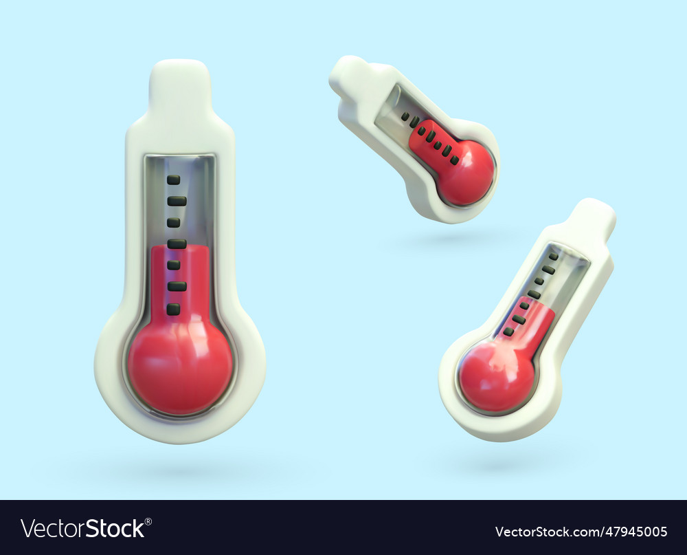 Set of meteorological thermometers with red liquid