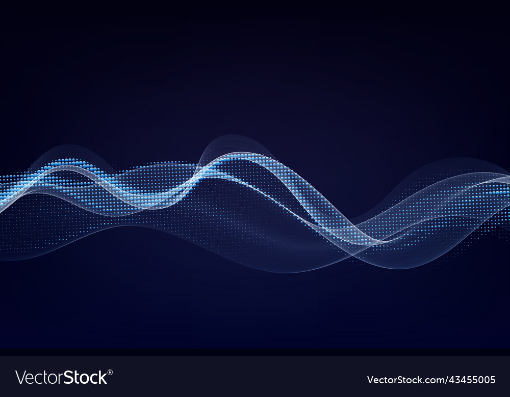 Smooth smoke particle wave big data techno vector image Smooth smoke particle wave big data techno