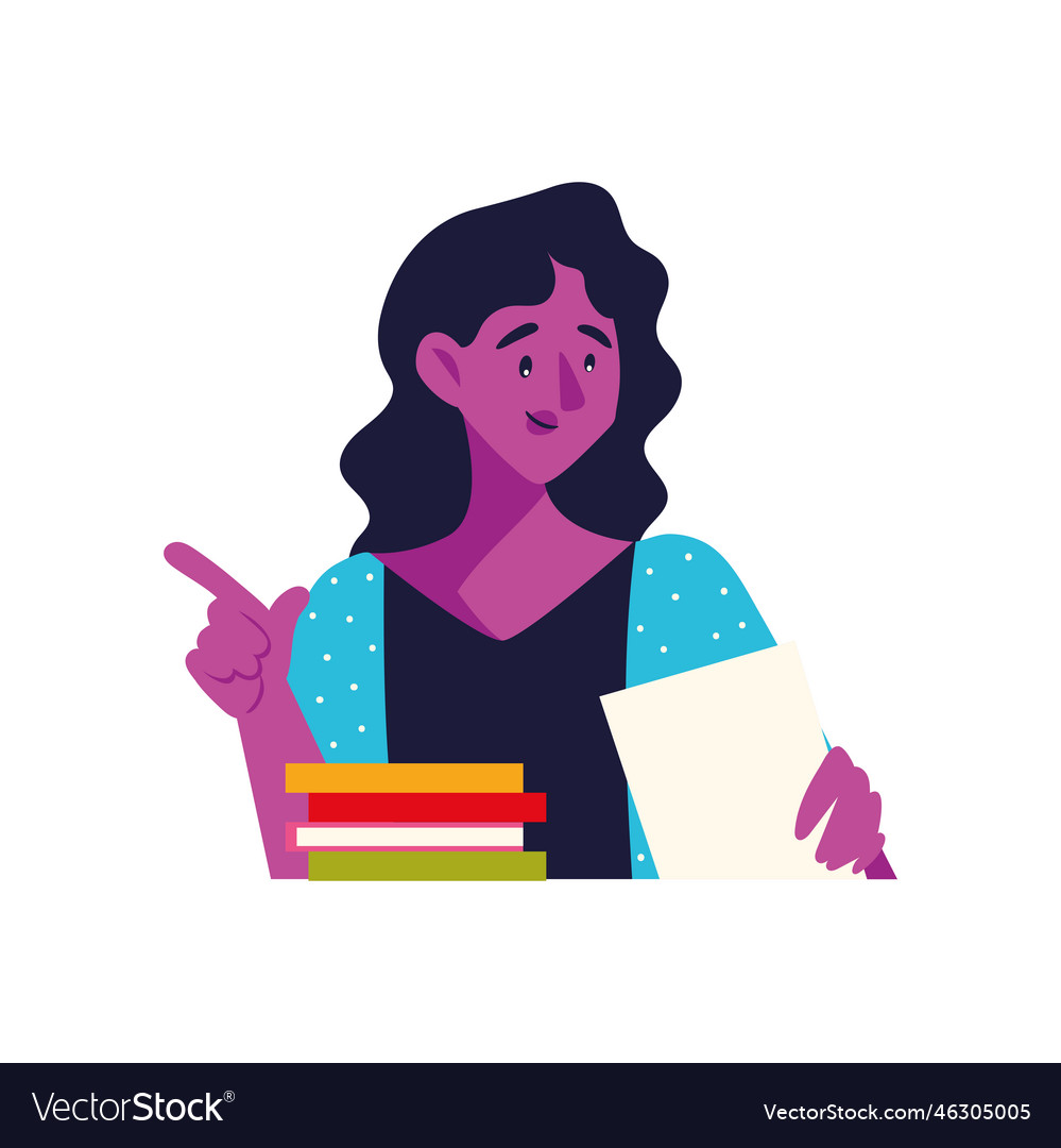 Woman character studying Royalty Free Vector Image