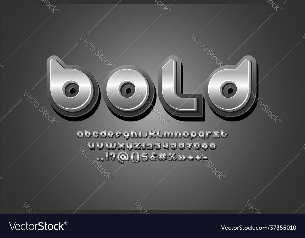 3d Metallschrift Metallisch abgerundetes Alphabet fett vector image 3d Metallschrift Metallisch abgerundetes Alphabet fett