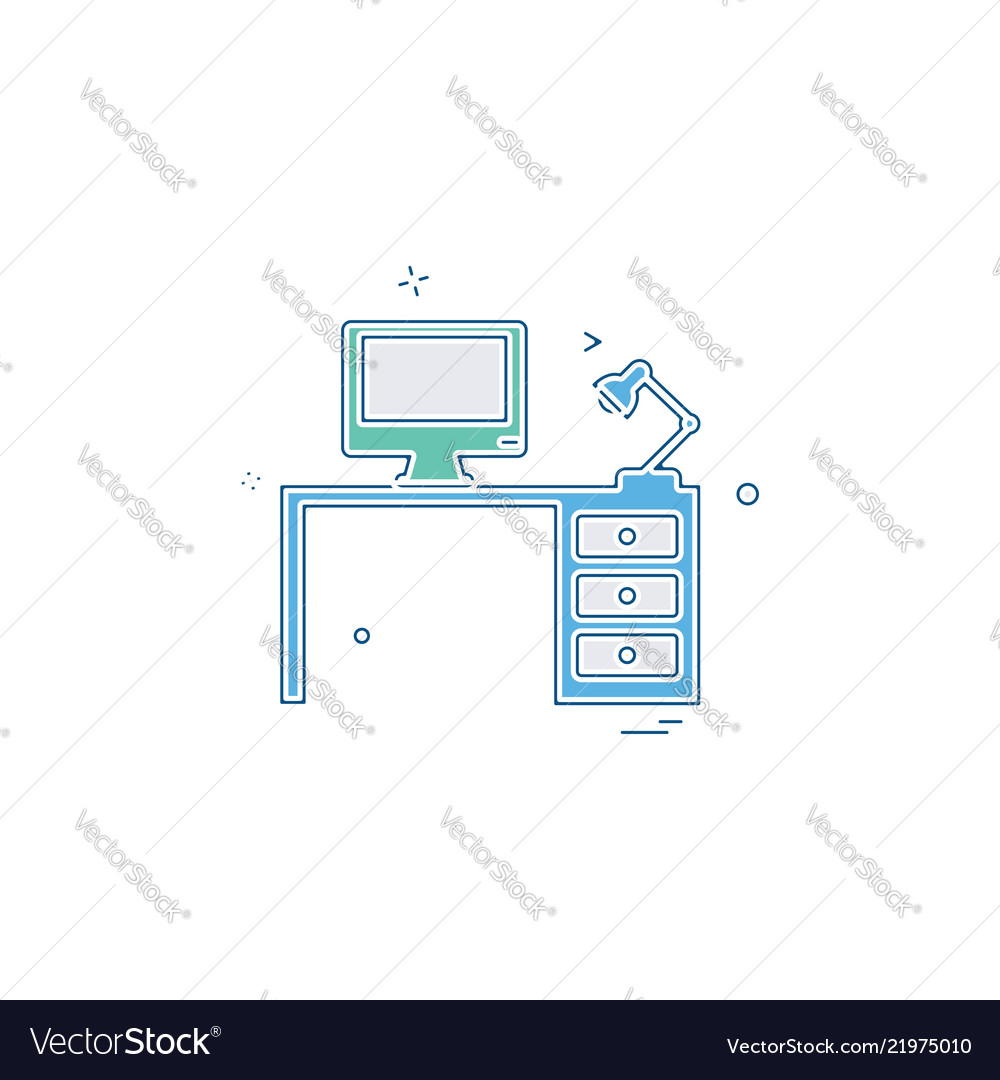 Computer table icon design Royalty Free Vector Image