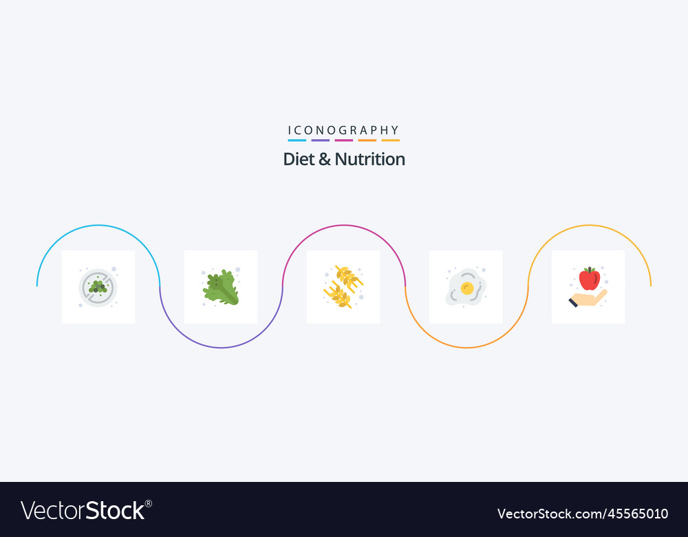 Diet and nutrition flat 5 icon pack including