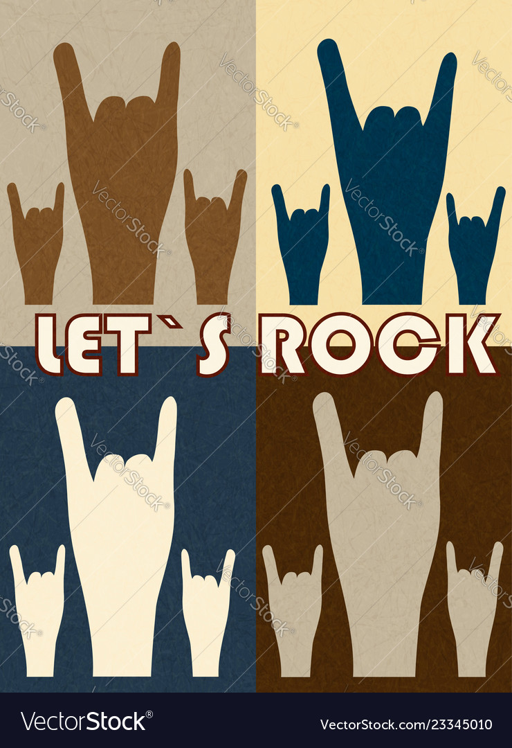 Let s rock set of gesture rockers Royalty Free Vector Image