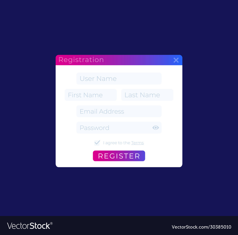 Register form web ui design