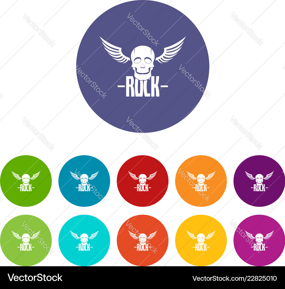 Rock icons set color Royalty Free Vector Image
