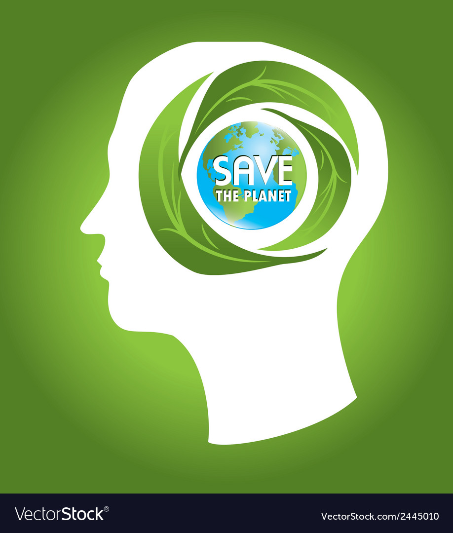 Save earth design over green background