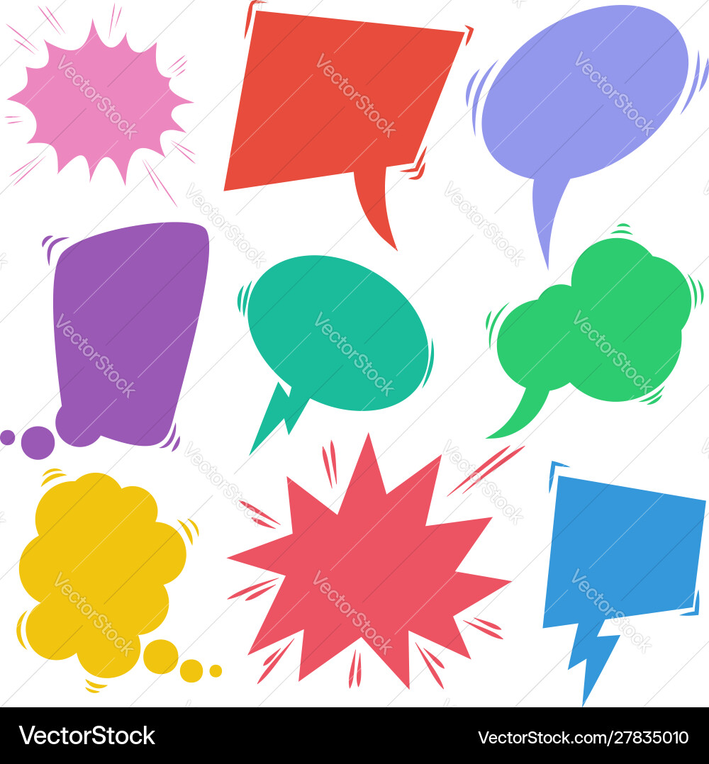 Set retro comic empty colored speech bubbles Vector Image