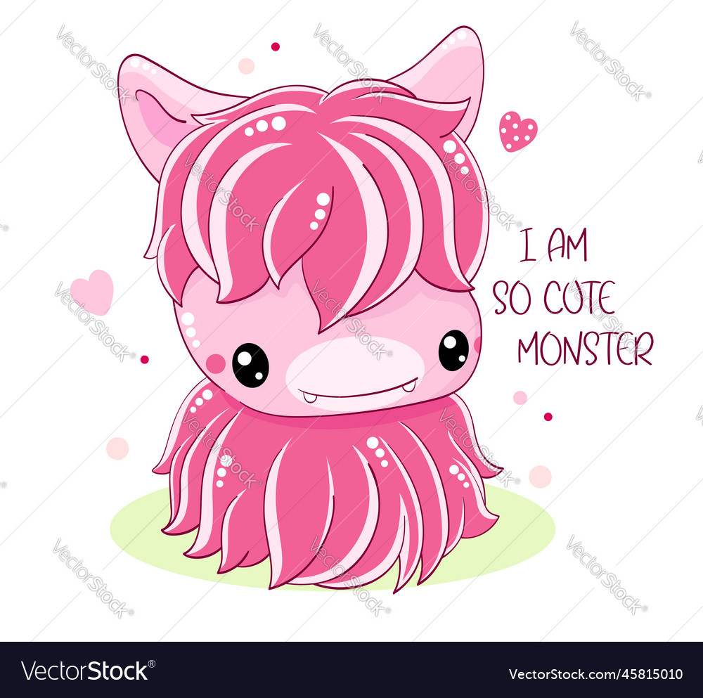 Square card with cute baby monster inscription i