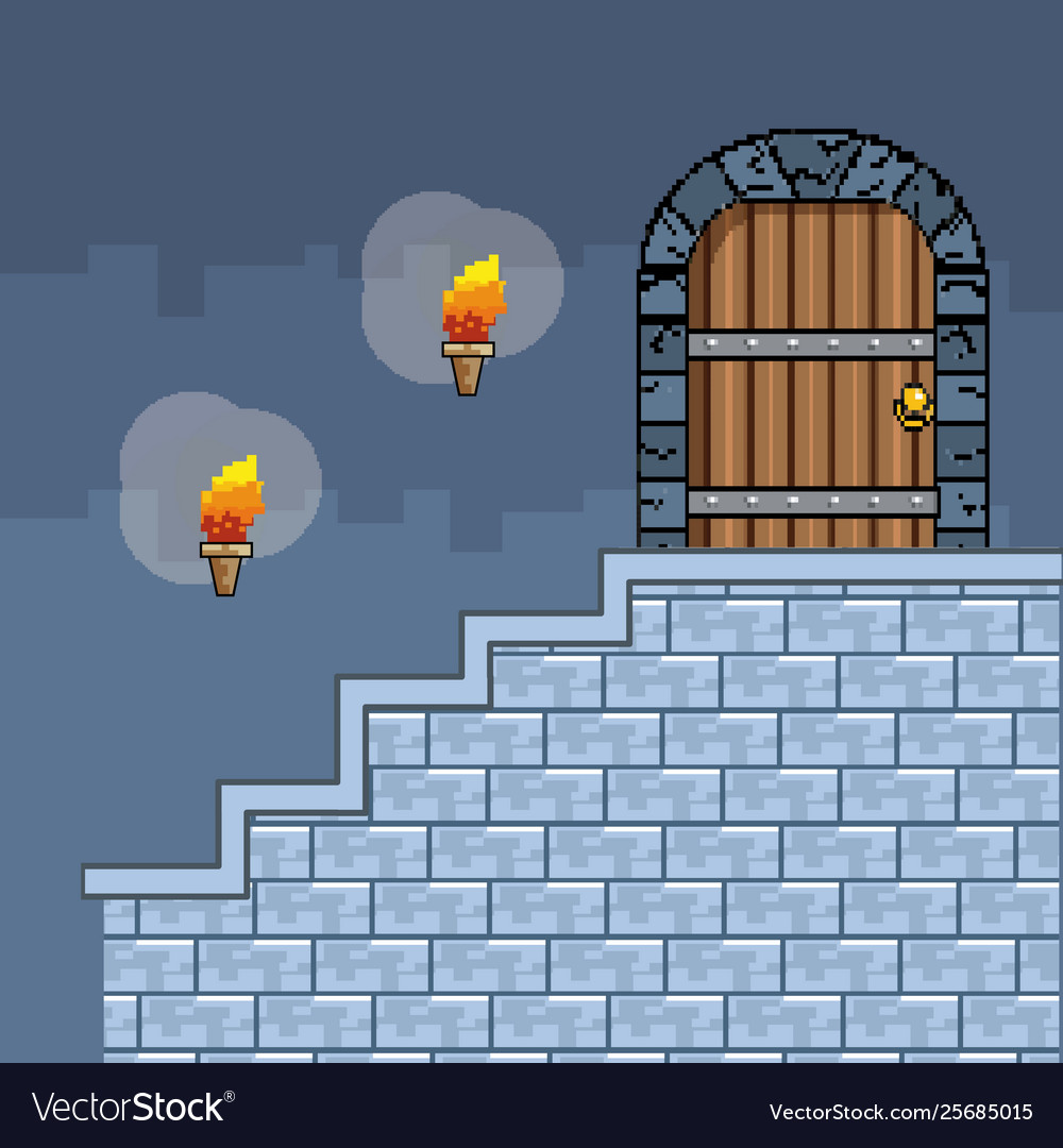 Arcade game world and pixel scene design