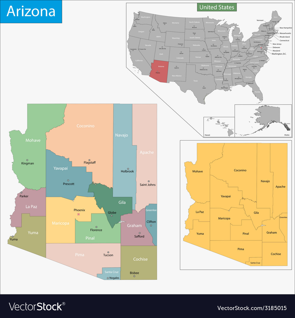 Arizona map Royalty Free Vector Image - VectorStock