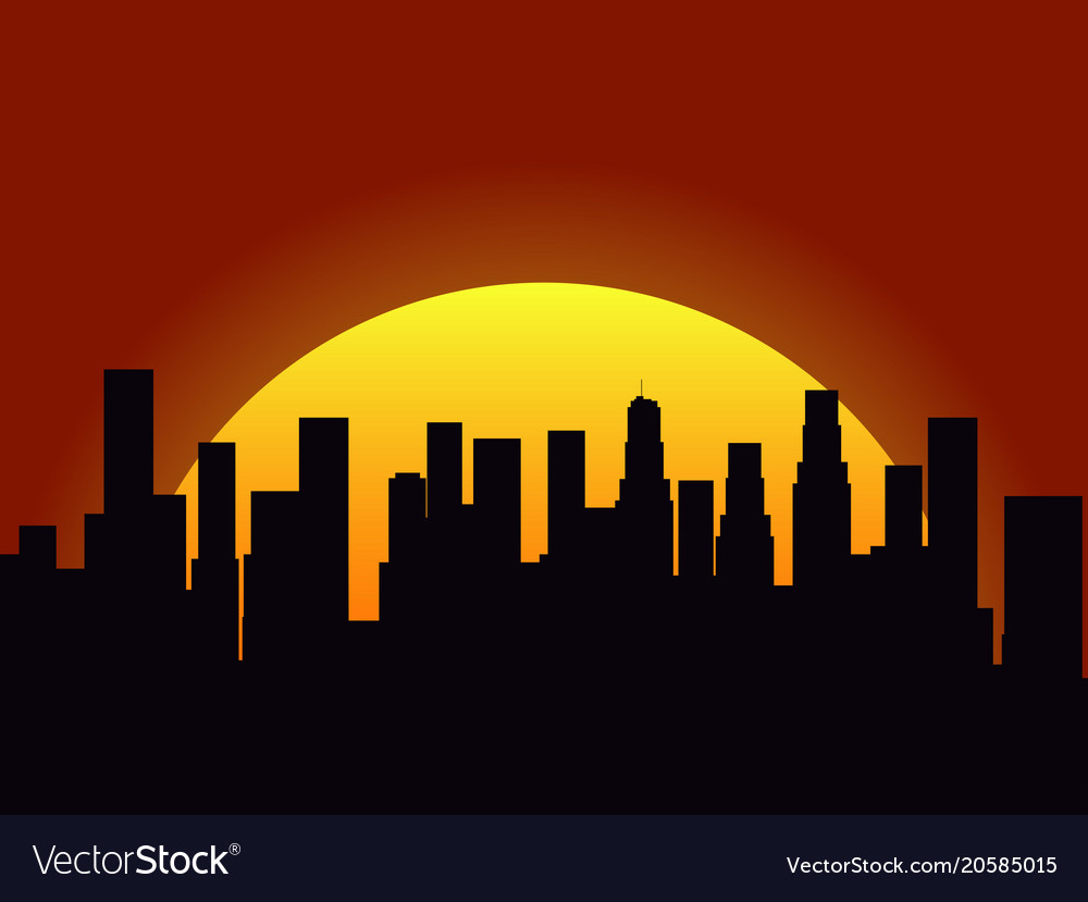 City landscape on a sunset background silhouette Vector Image