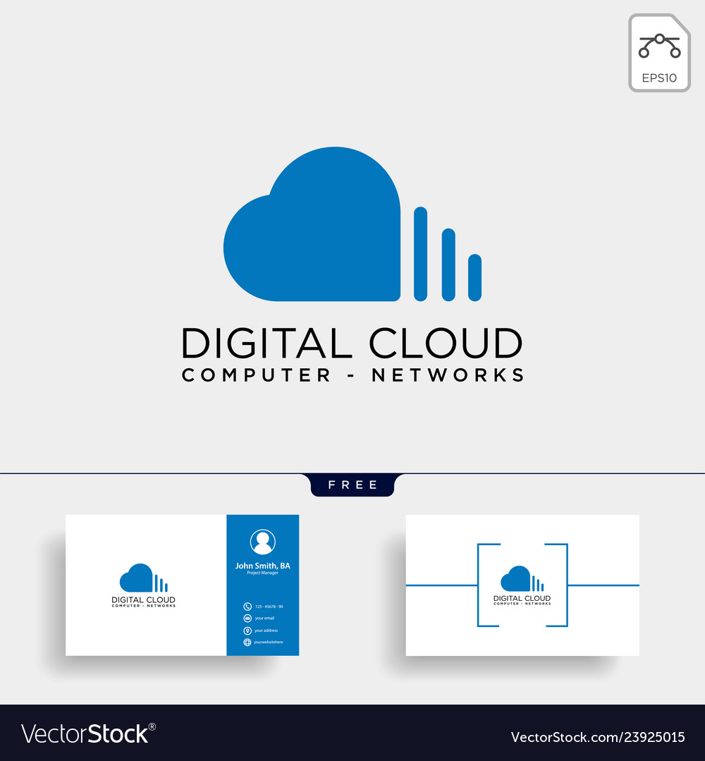 Cloud digital technology line logo template