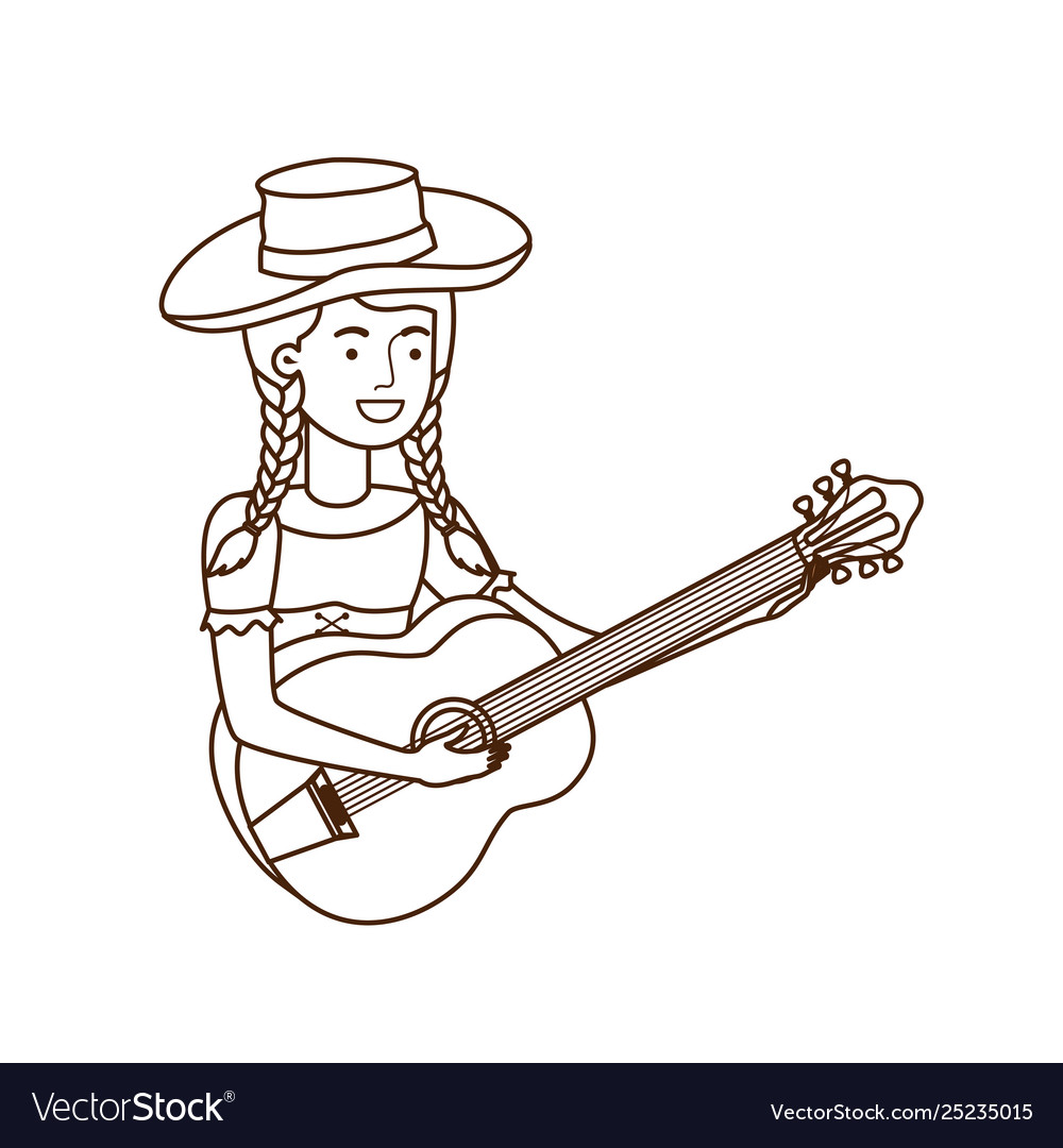 Farmer woman with musical instrument Royalty Free Vector