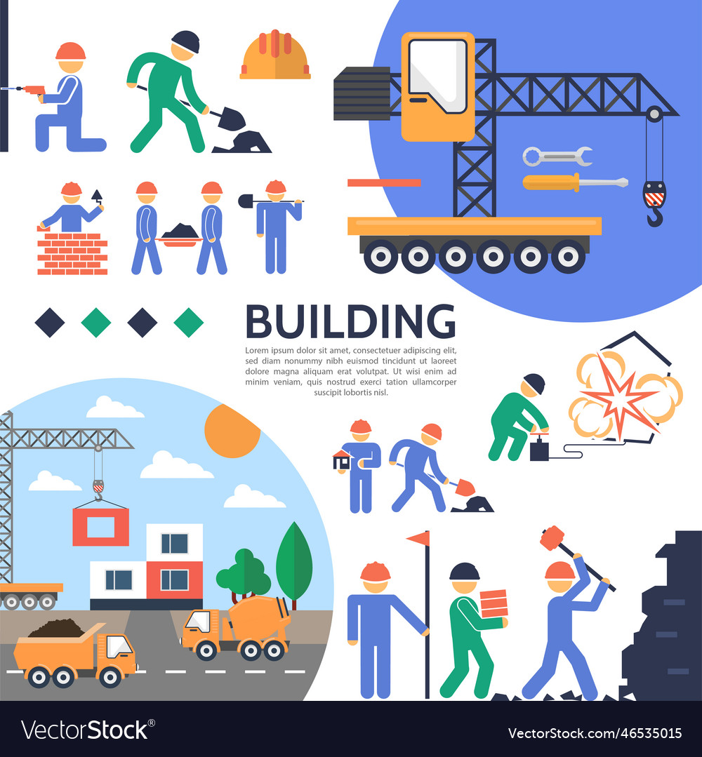 Flat building industry template Royalty Free Vector Image