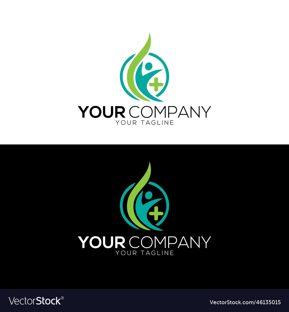 Health medical plus and wellness logo design