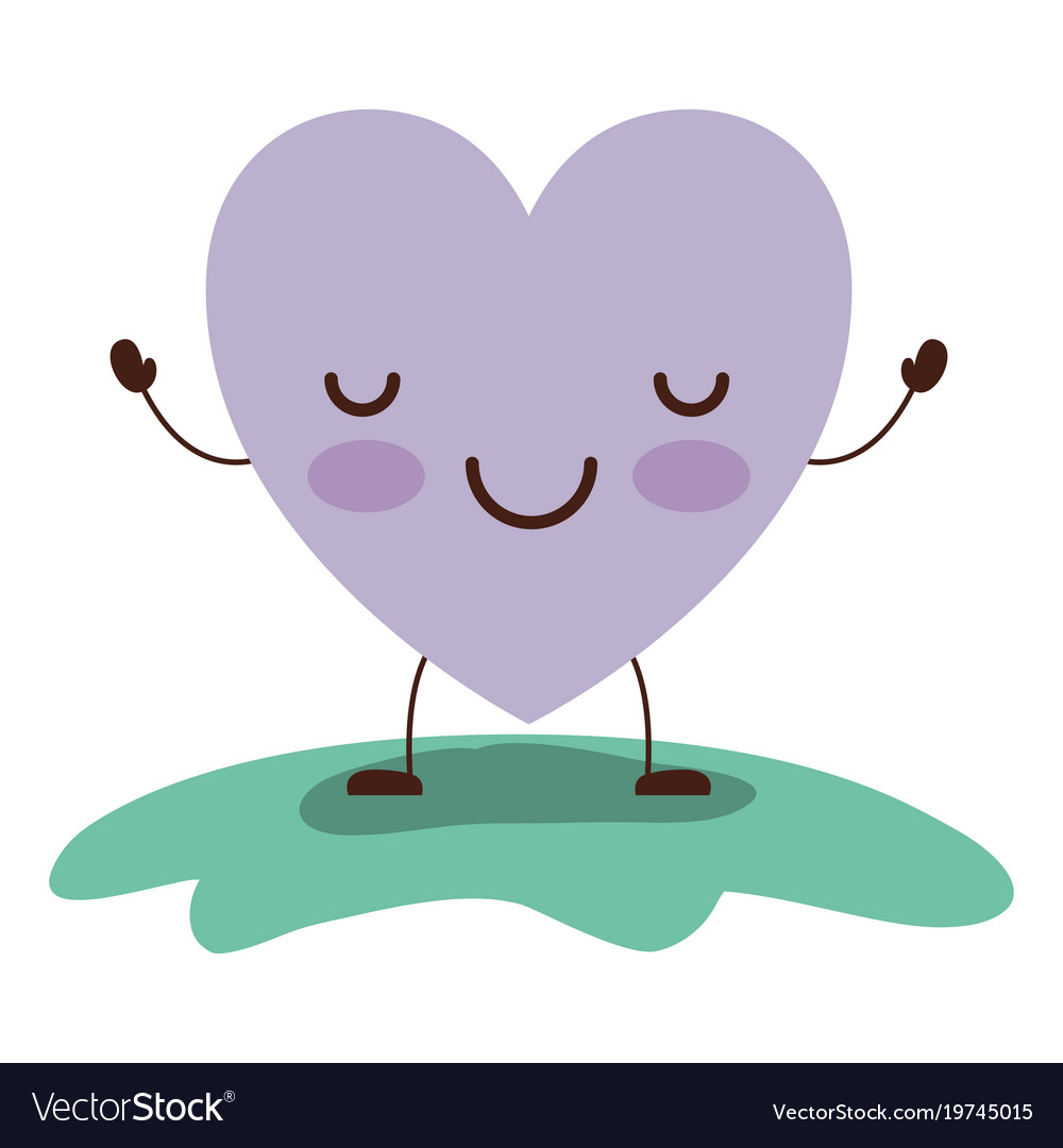 Heart character kawaii calm expression in colorful