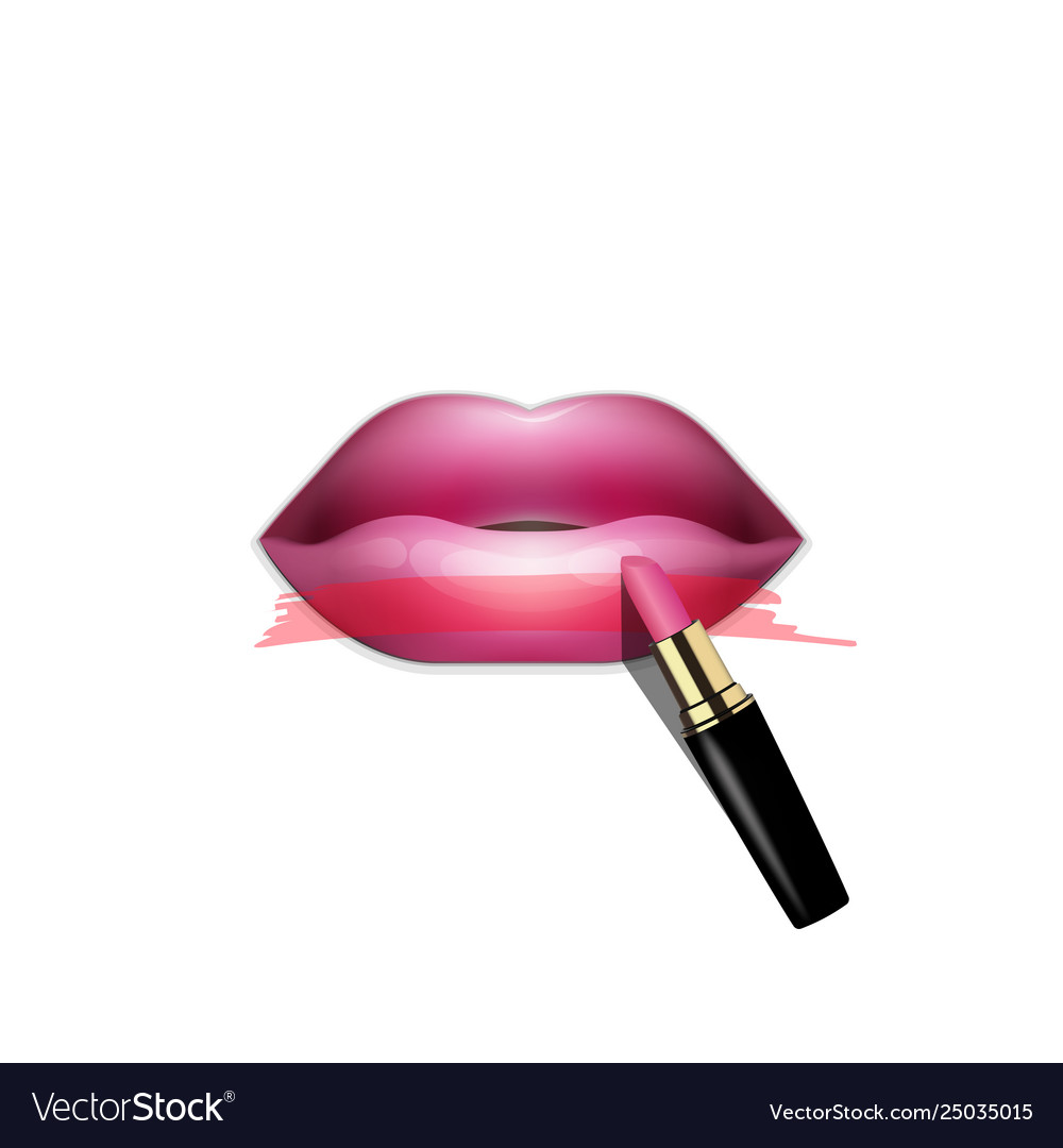 Making up adding some color to lips lipstick vector image Making up adding some color to lips lipstick