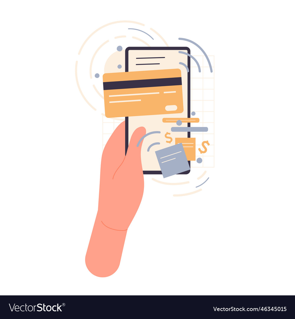 Phone in hand mobile banking Royalty Free Vector Image