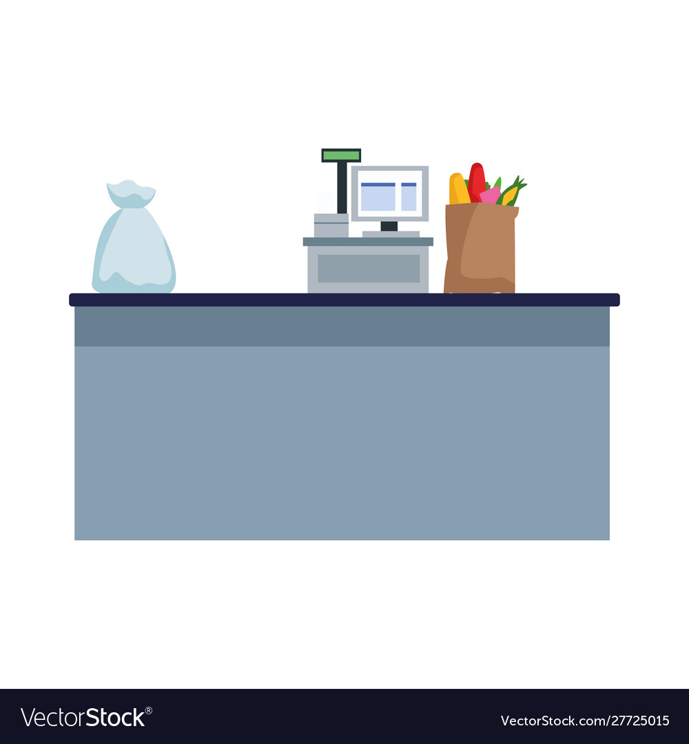 Supermarket register cash icon flat design