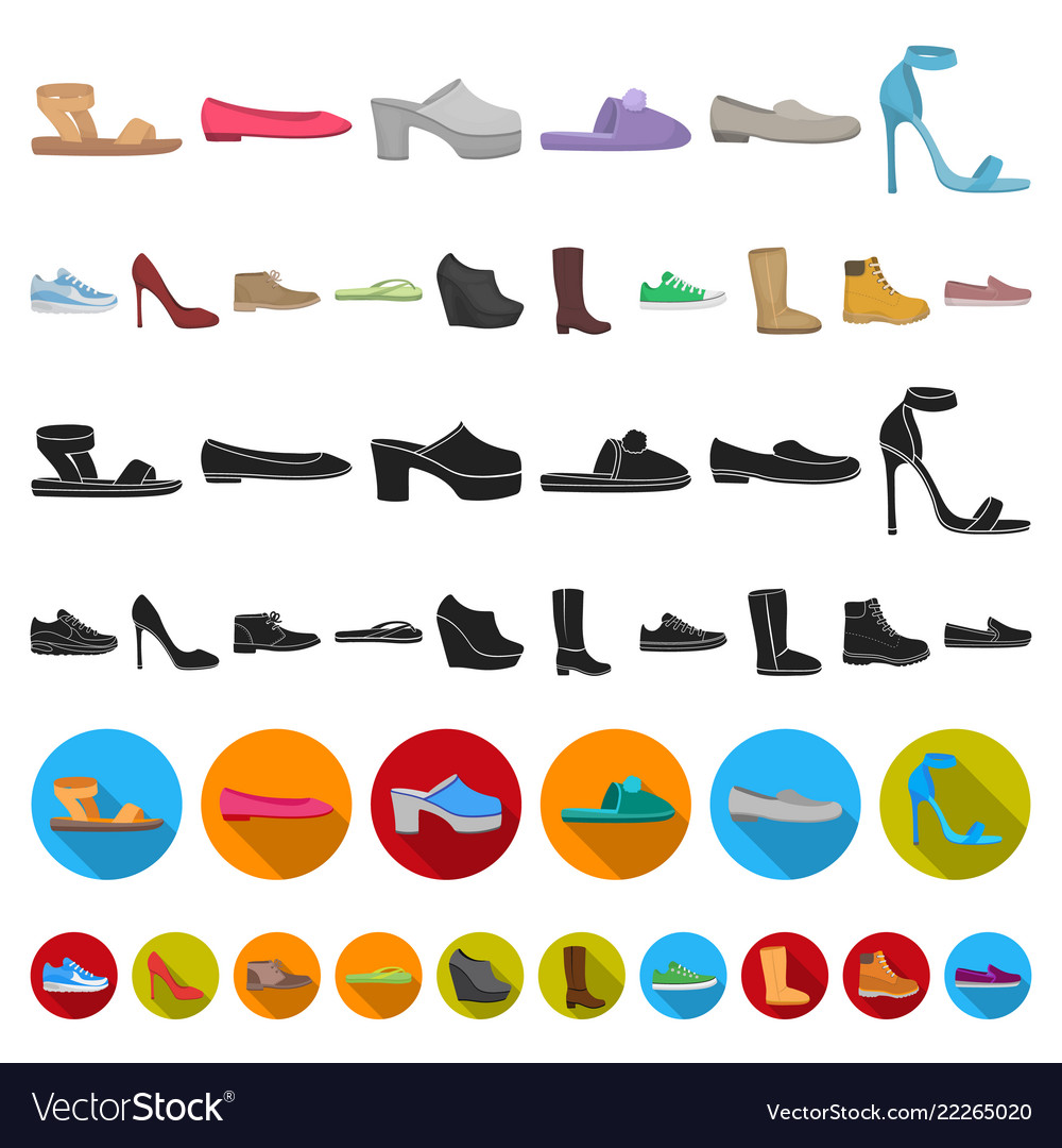 Eine Vielzahl von Schuhen Cartoon Icons in Set-Sammlung