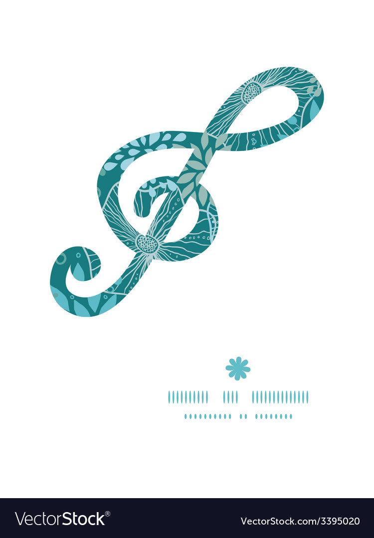 Blue and gray plants g clef musical silhouette