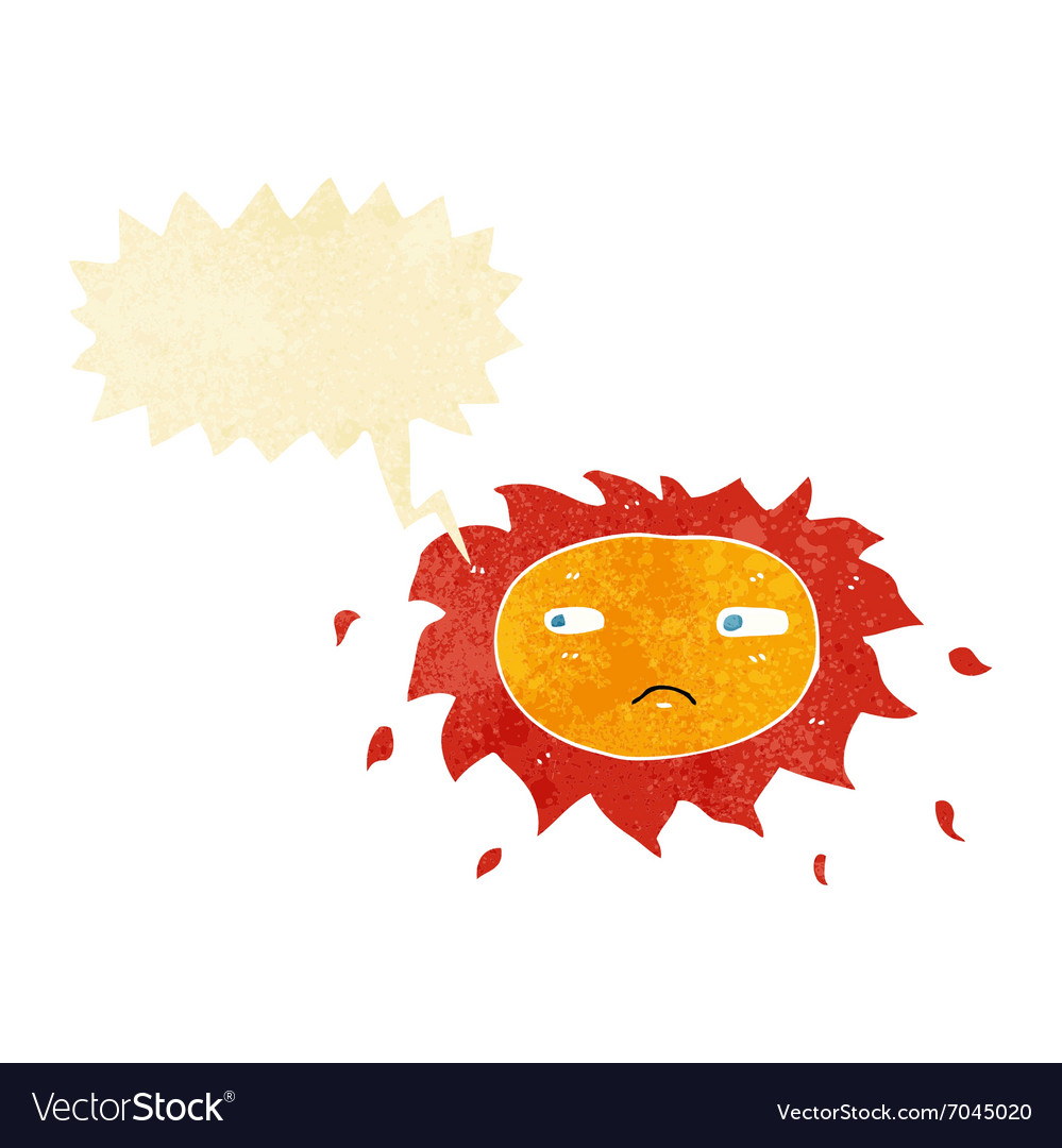 Cartoon sad sun with speech bubble Royalty Free Vector Image