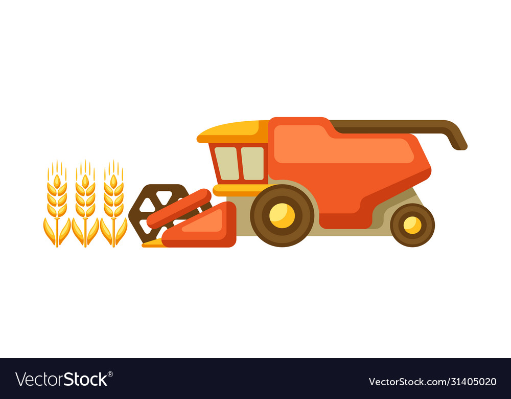 Combine harvester with ripe wheat