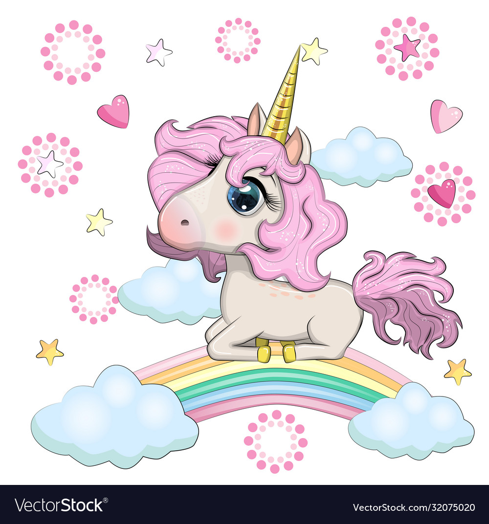 Cute magical unicorn and rainbow Royalty Free Vector Image