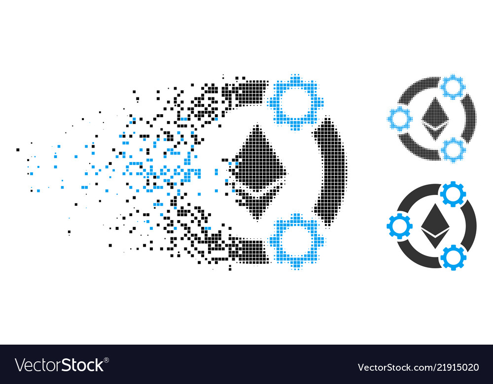 Dissipated pixel halftone ethereum pool vector image Dissipated pixel halftone ethereum pool