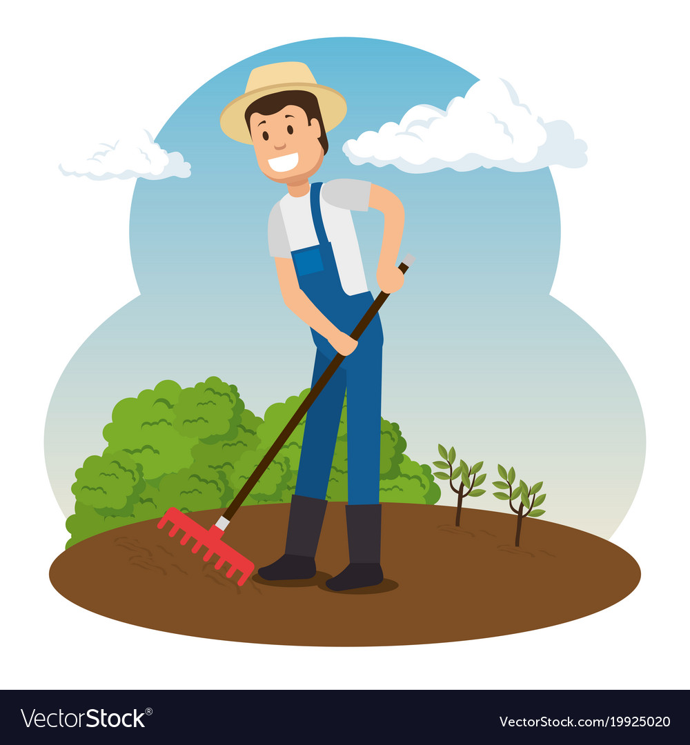Farmer working in the garden Royalty Free Vector Image