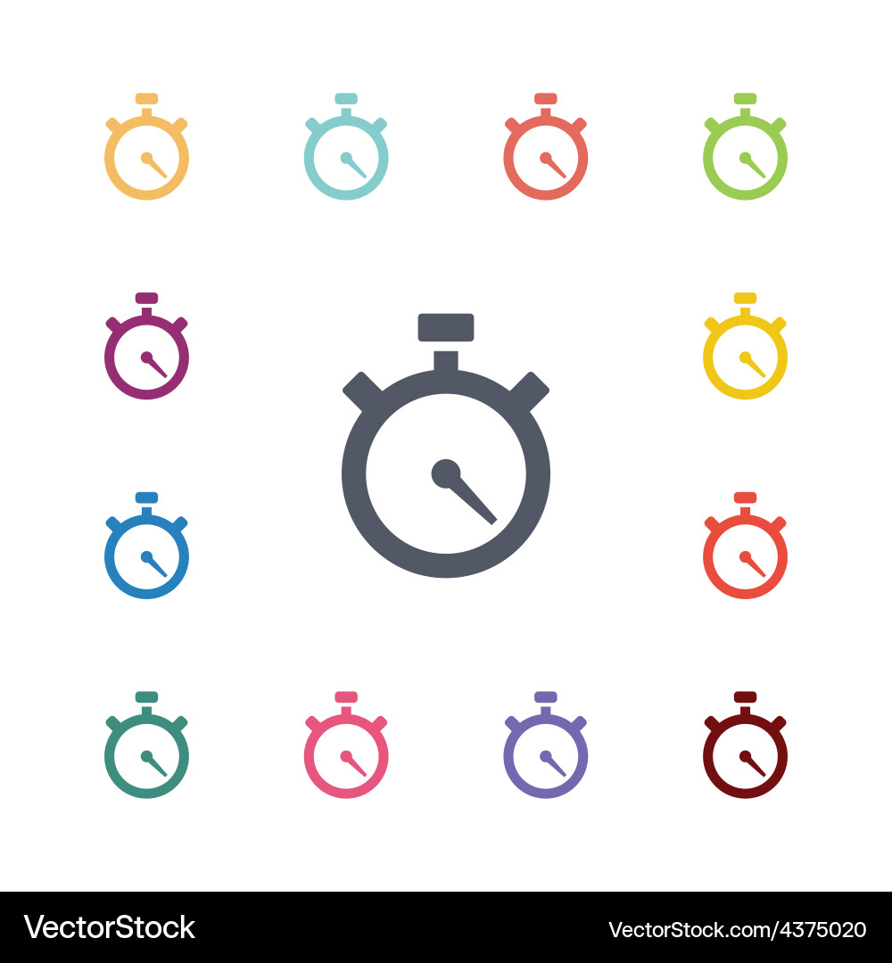 Flat Timer Icons - Stopwatch Collection Royalty Free Vector