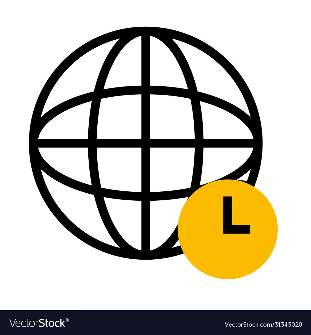 Global sphere and clock icon half color line