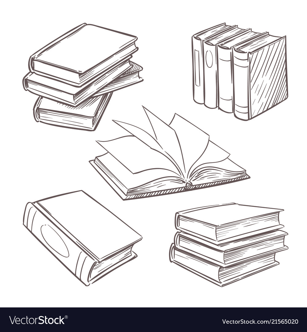 Sketch of books.  Book drawing, Sketch book, Drawings