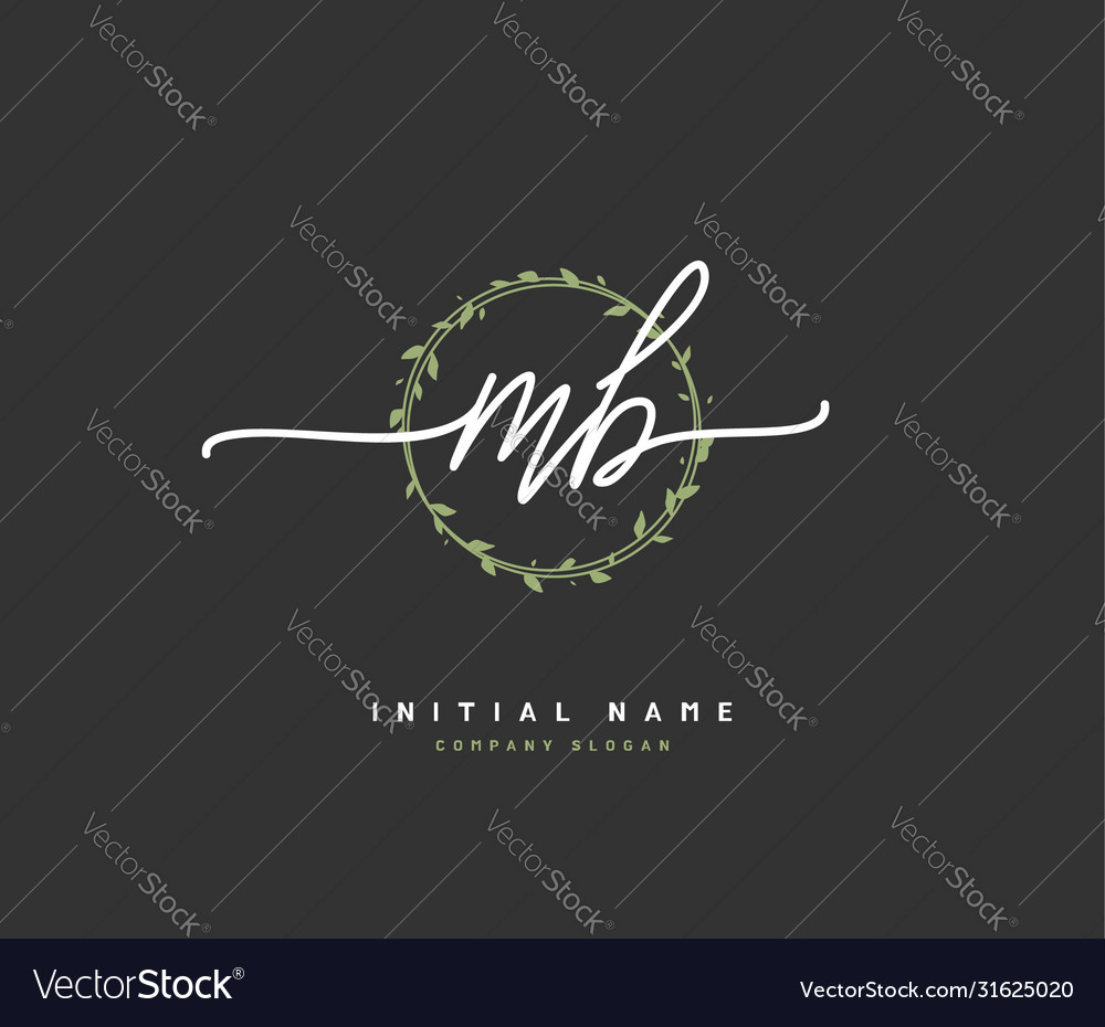 M b mb beauty initial logo handwriting