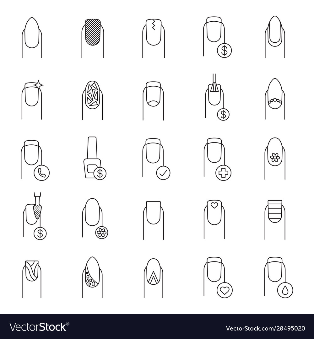 Manicure linear icons set