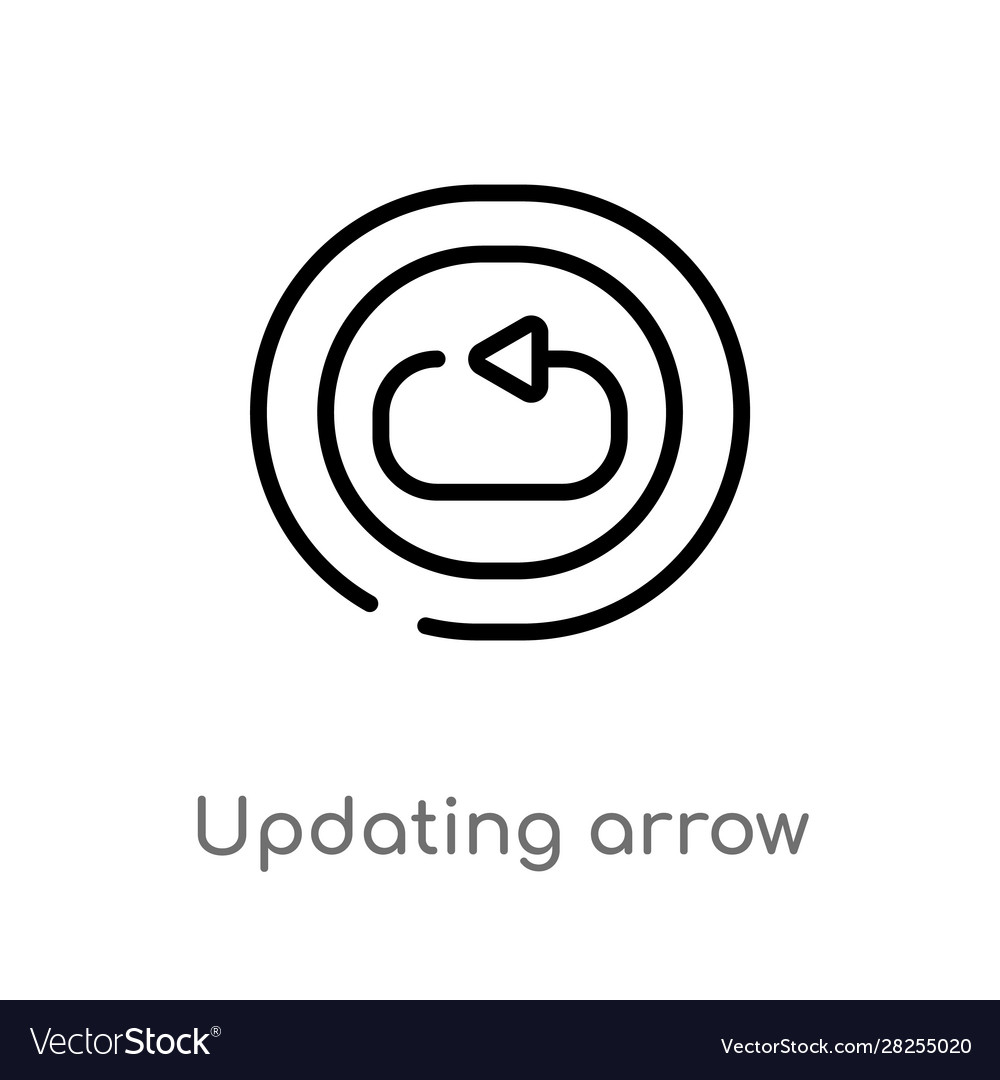 Outline updating arrow icon isolated black simple