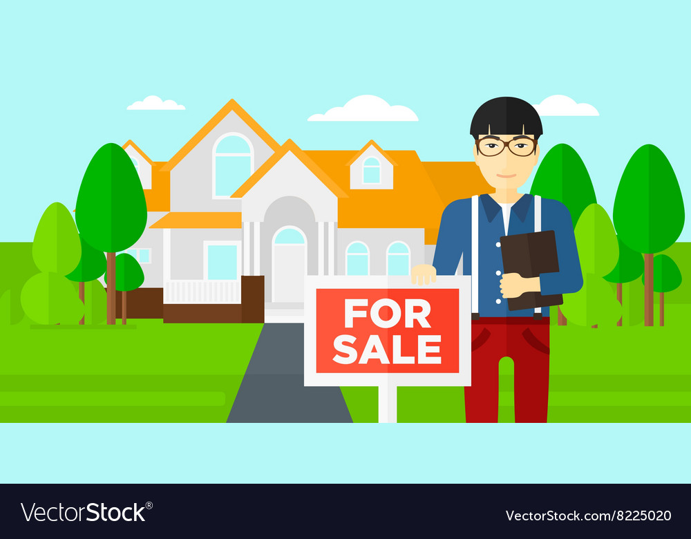 Real estate agent offering house Royalty Free Vector Image