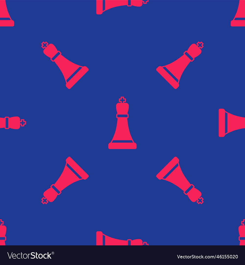 Red chess icon isolated seamless pattern on blue