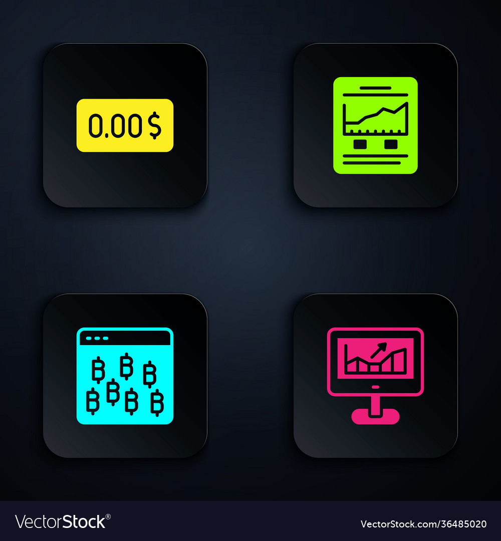 Set computer with growth graph zero cost bitcoin vector image Set computer with growth graph zero cost bitcoin