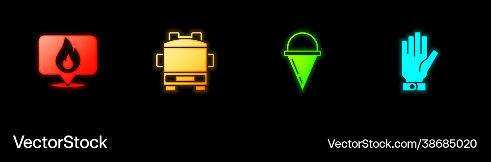 Set location with fire flame fire truck cone Vector Image