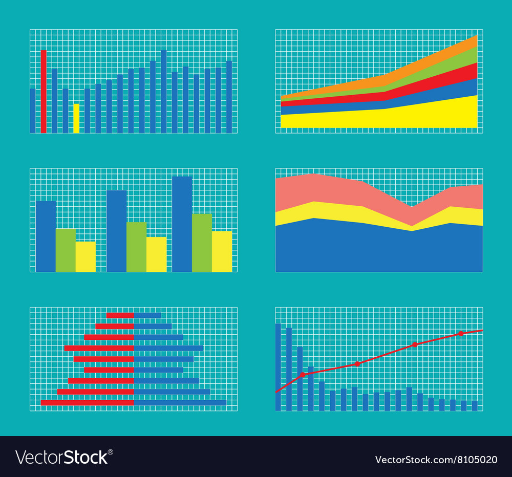 Set of graphs and charts data statistic