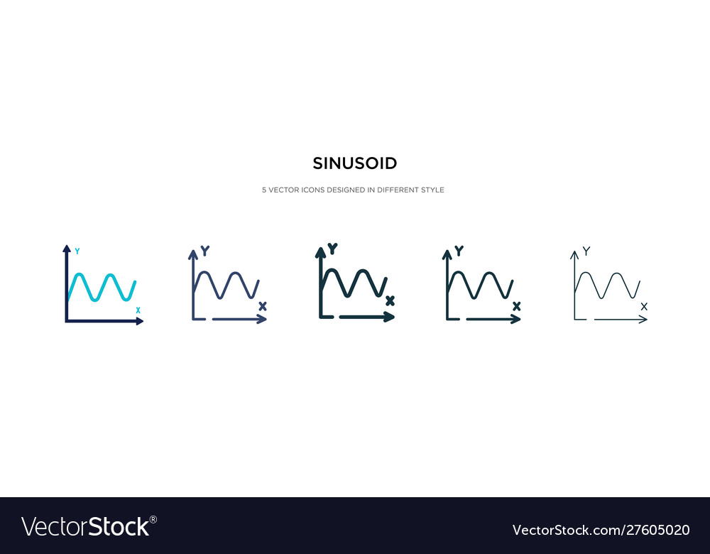 Sinusoid icon in different style two colored vector image Sinusoid icon in different style two colored