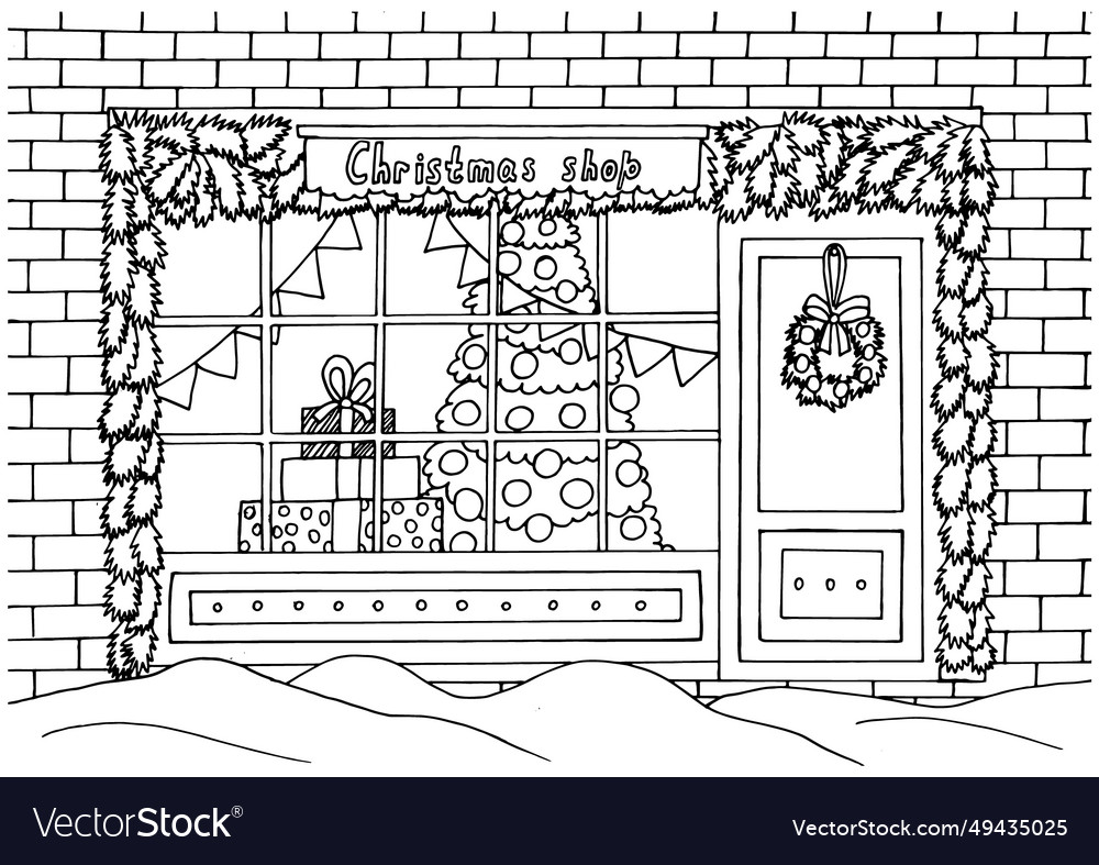 Christmas shop coloring page