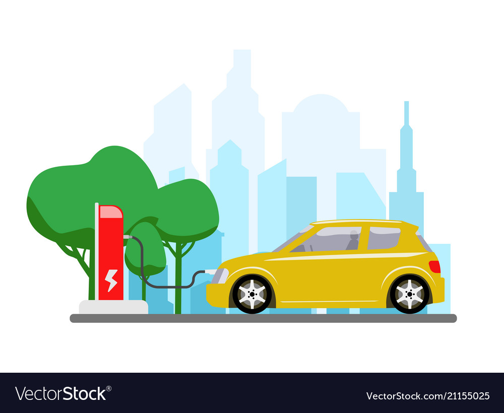 Electric car charging at refuelling power station