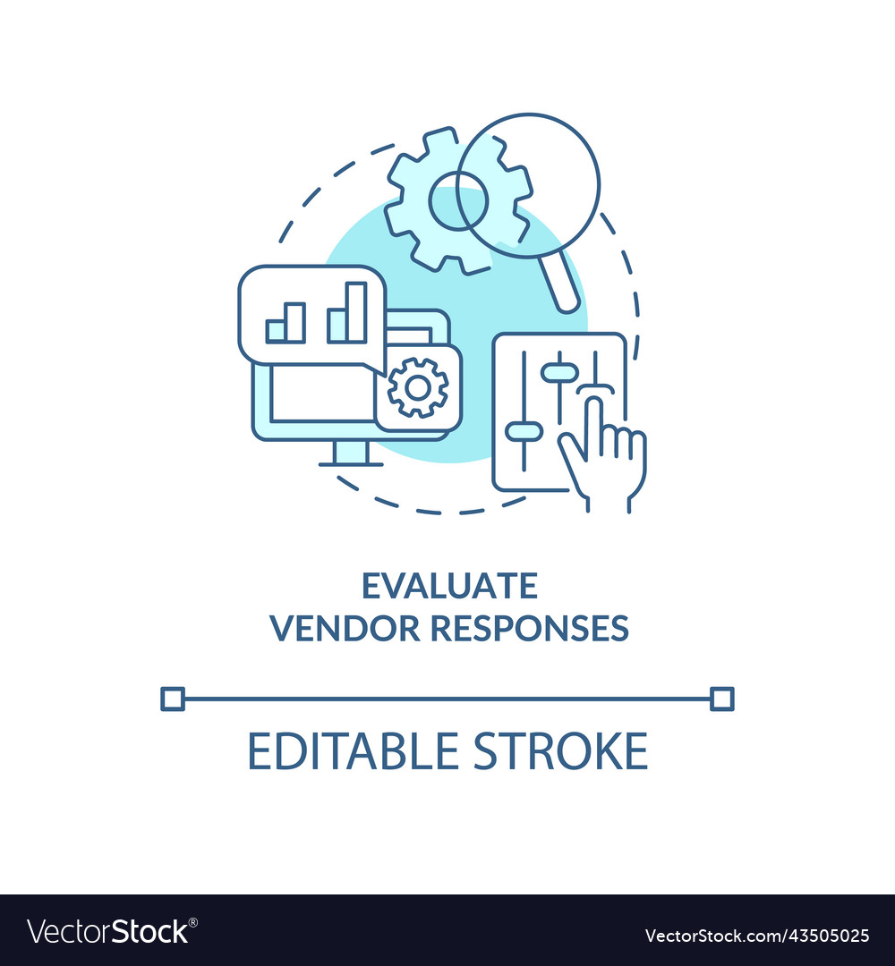 Evaluate vendor responses turquoise concept icon
