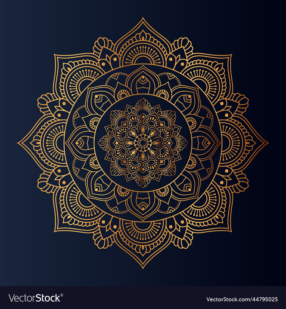 Gold color floral mandala Royalty Free Vector Image