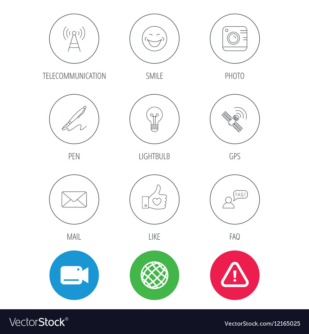 Mail photo camera and lightbulb icons